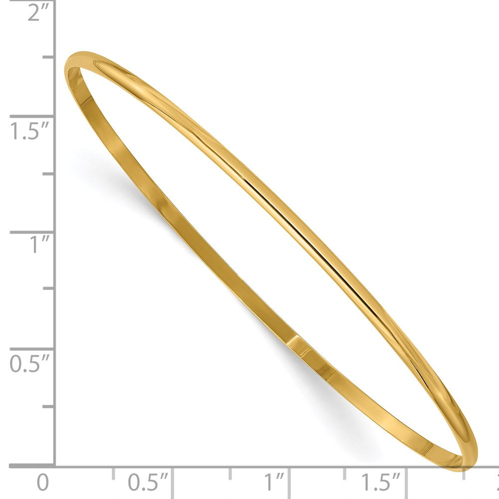 14K Gelbgold 2mm Massiv Poliert Halb-round Schieber-on Armreif