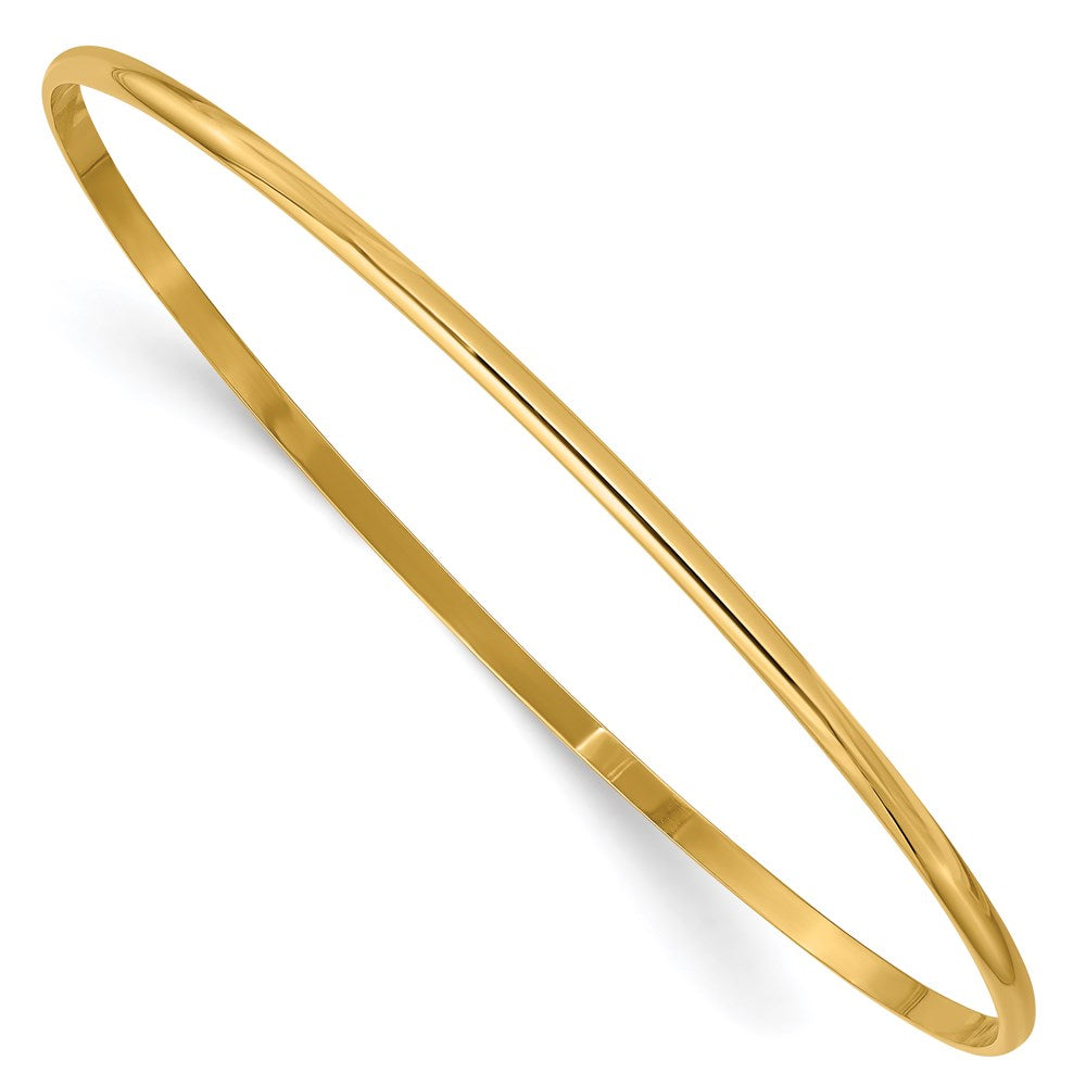 14K Gelbgold 2mm Massiv Poliert Halb-round Schieber-on Armreif
