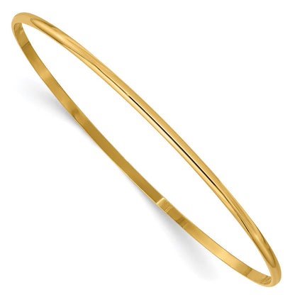 14K Gelbgold 2mm Massiv Poliert Halb-round Schieber-on Armreif