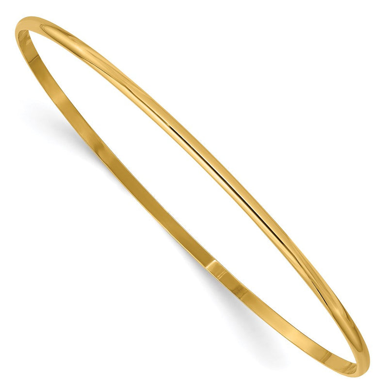 14K Gelbgold 2mm Massiv Poliert Halb-round Schieber-on Armreif