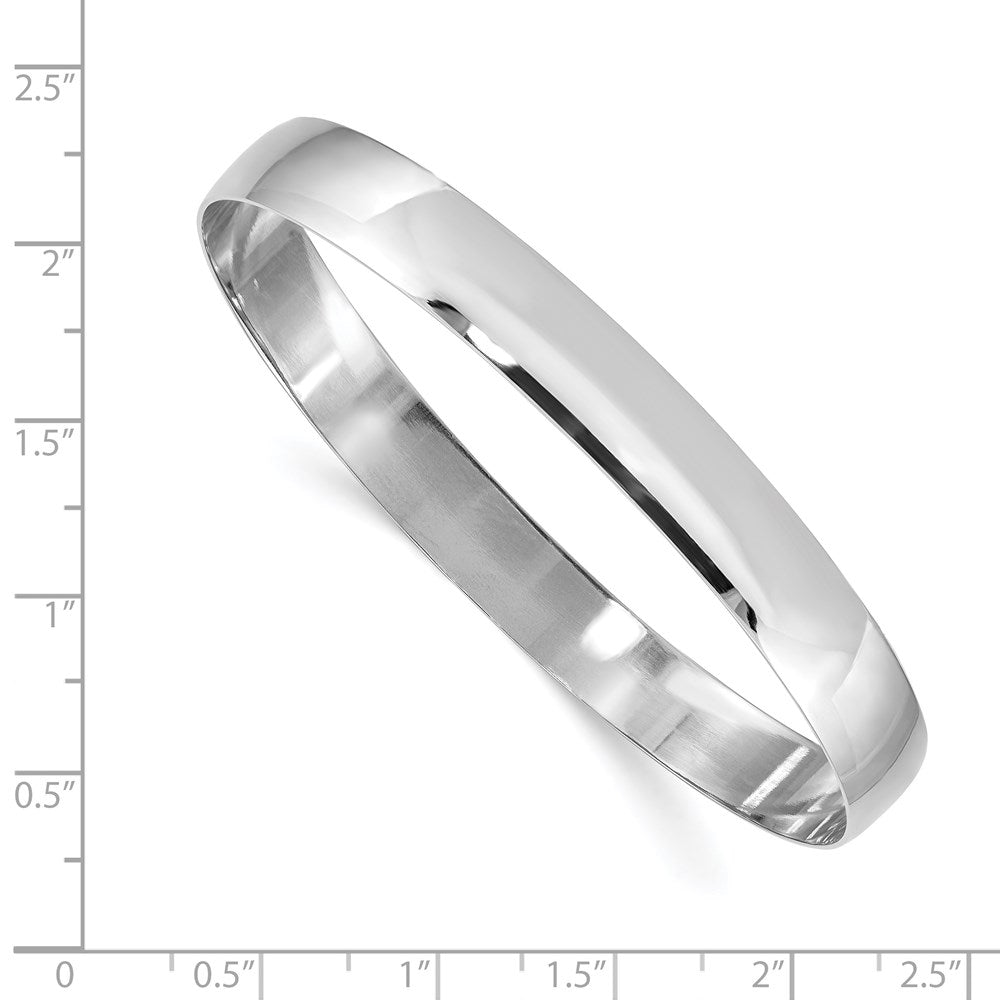 14K Weißgold 8mm Massiv Poliert Halb-round Schieber-on Armreif