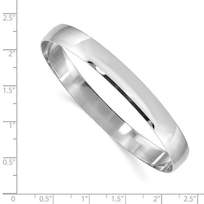 14K Weißgold 8mm Massiv Poliert Halb-round Schieber-on Armreif