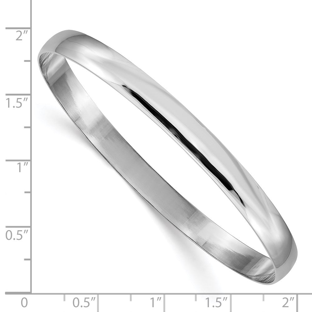 14K Weißgold 6mm Massiv Poliert Halb-round Schieber-on Armreif