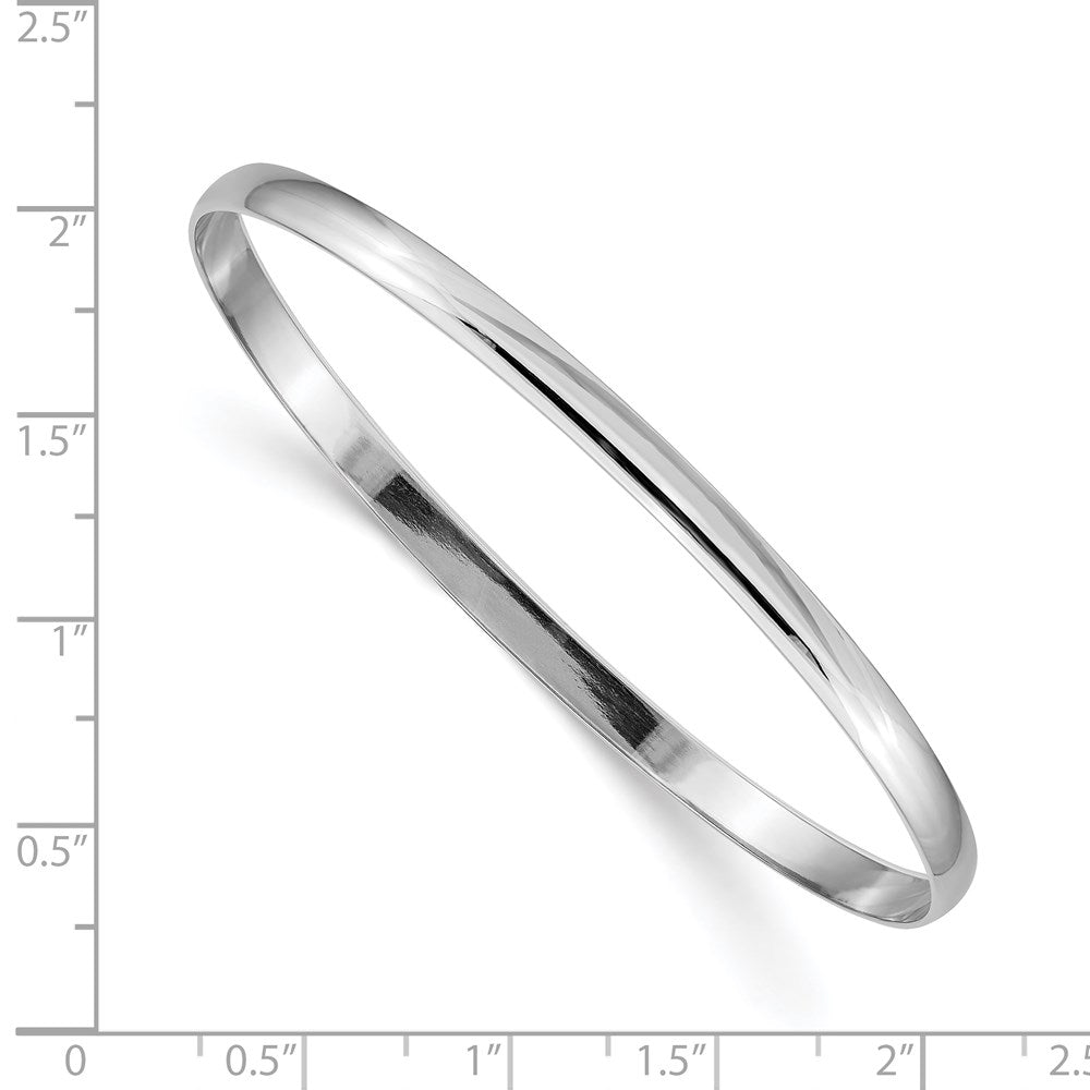 14K Weißgold 4mm Massiv Poliert Halb-round Schieber-on Armreif
