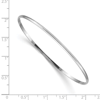 14K Weißgold 2mm Massiv Poliert Halb-round Schieber-on Armreif