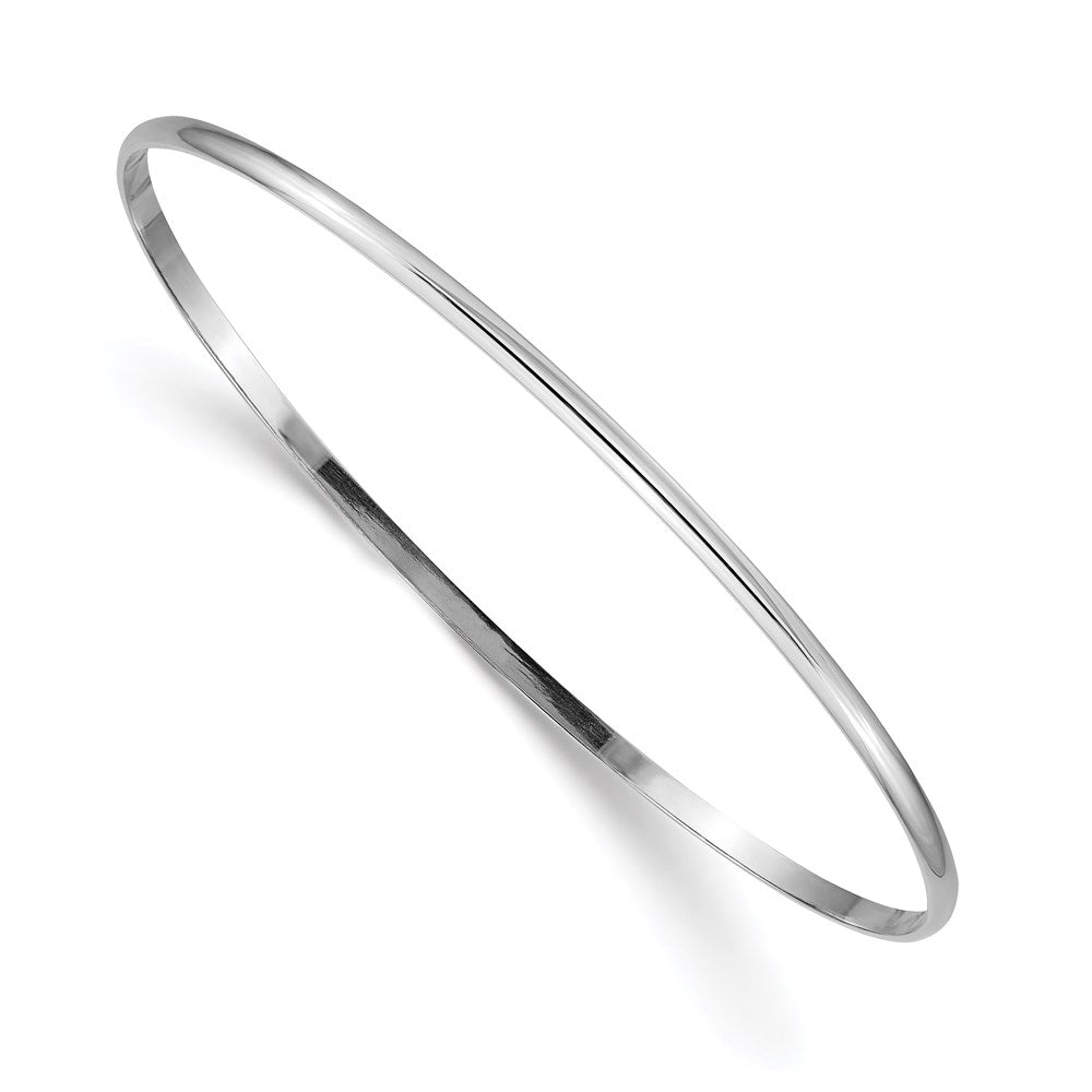 14K Weißgold 2mm Massiv Poliert Halb-round Schieber-on Armreif
