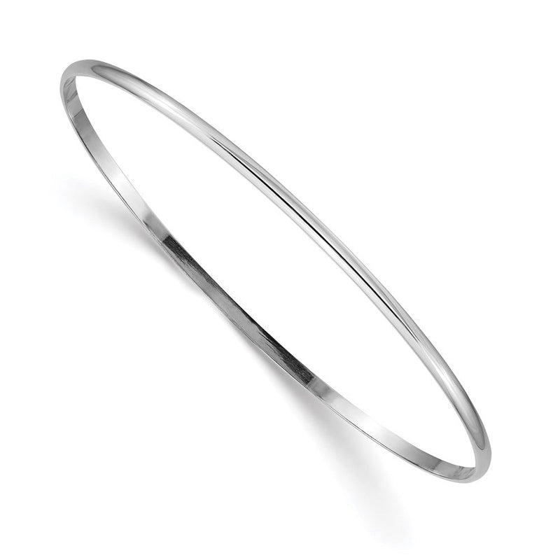 14K Weißgold 2mm Massiv Poliert Halb-round Schieber-on Armreif