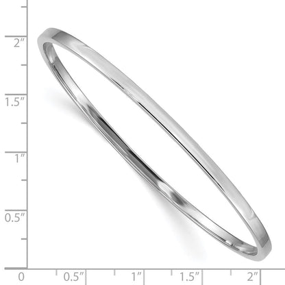 14K Weißgold 3mm Poliert Quadratisch Röhre Schieber-on Armreif