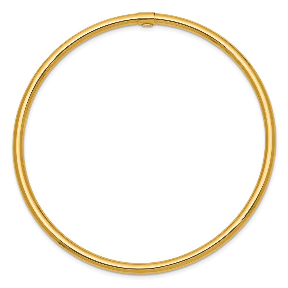 14K Gelbgold 3mm Poliert Rund Röhre Schieber-on Armreif
