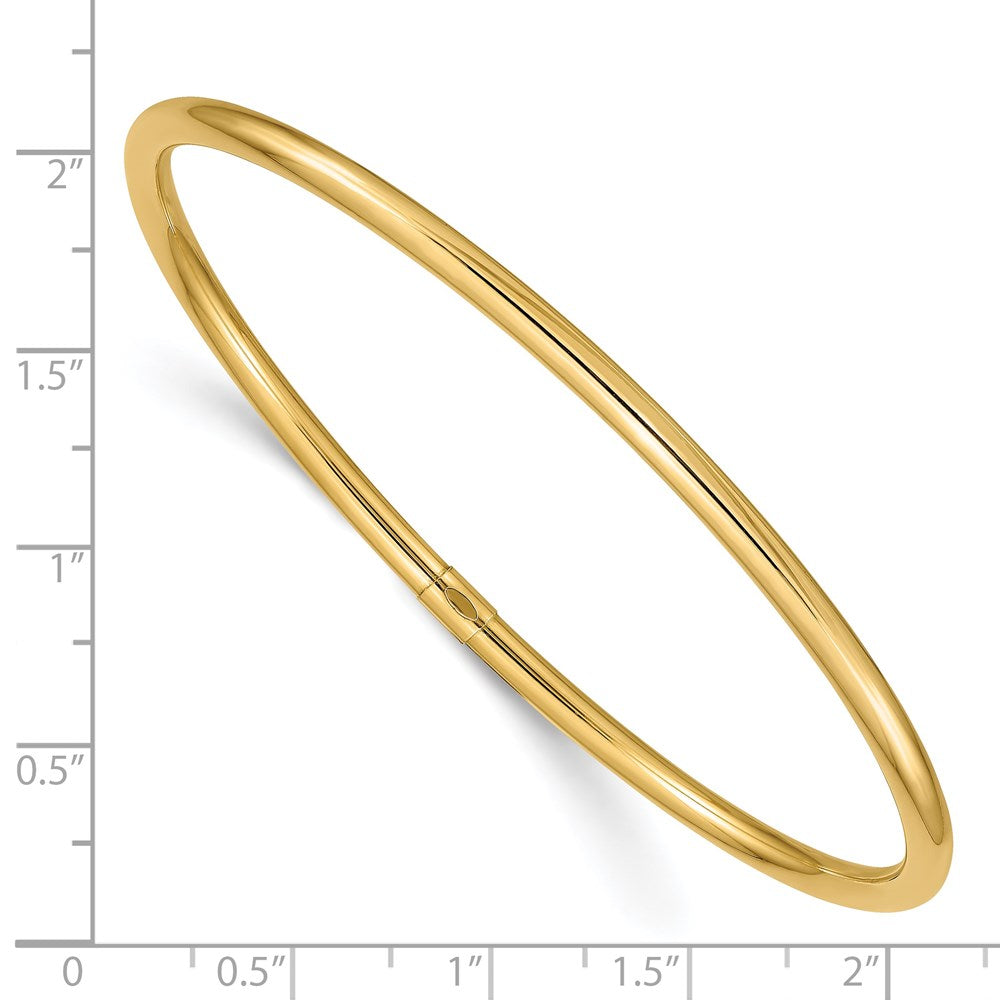 14K Gelbgold 3mm Poliert Rund Röhre Schieber-on Armreif
