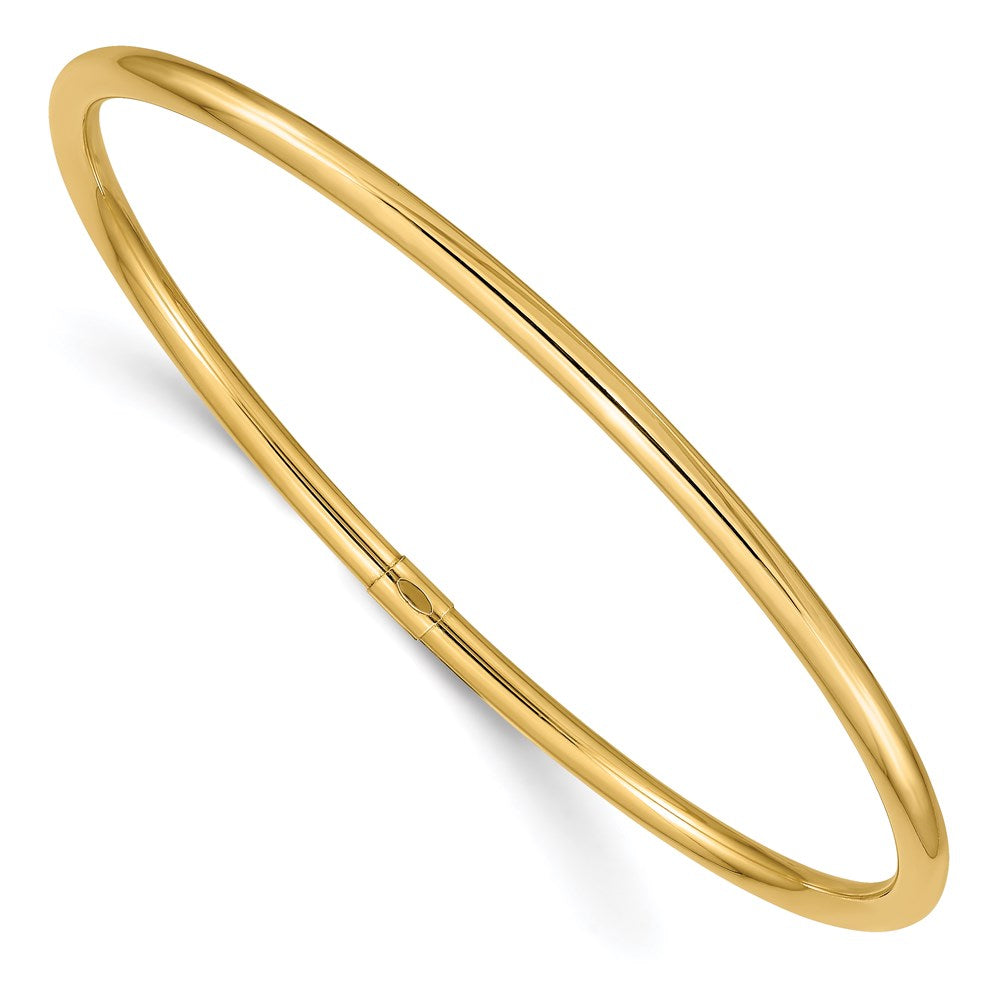 14K Gelbgold 3mm Poliert Rund Röhre Schieber-on Armreif