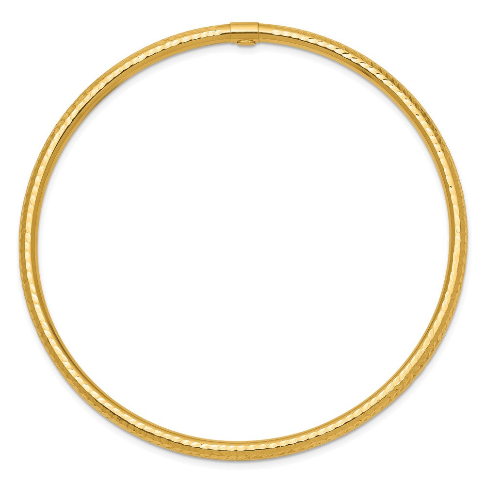 14K Gelbgold 3mm Diamantiert Röhre Schieber-on Armreif