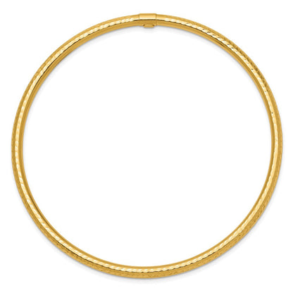 14K Gelbgold 3mm Diamantiert Röhre Schieber-on Armreif
