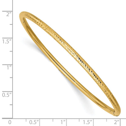 14K Gelbgold 3mm Diamantiert Röhre Schieber-on Armreif