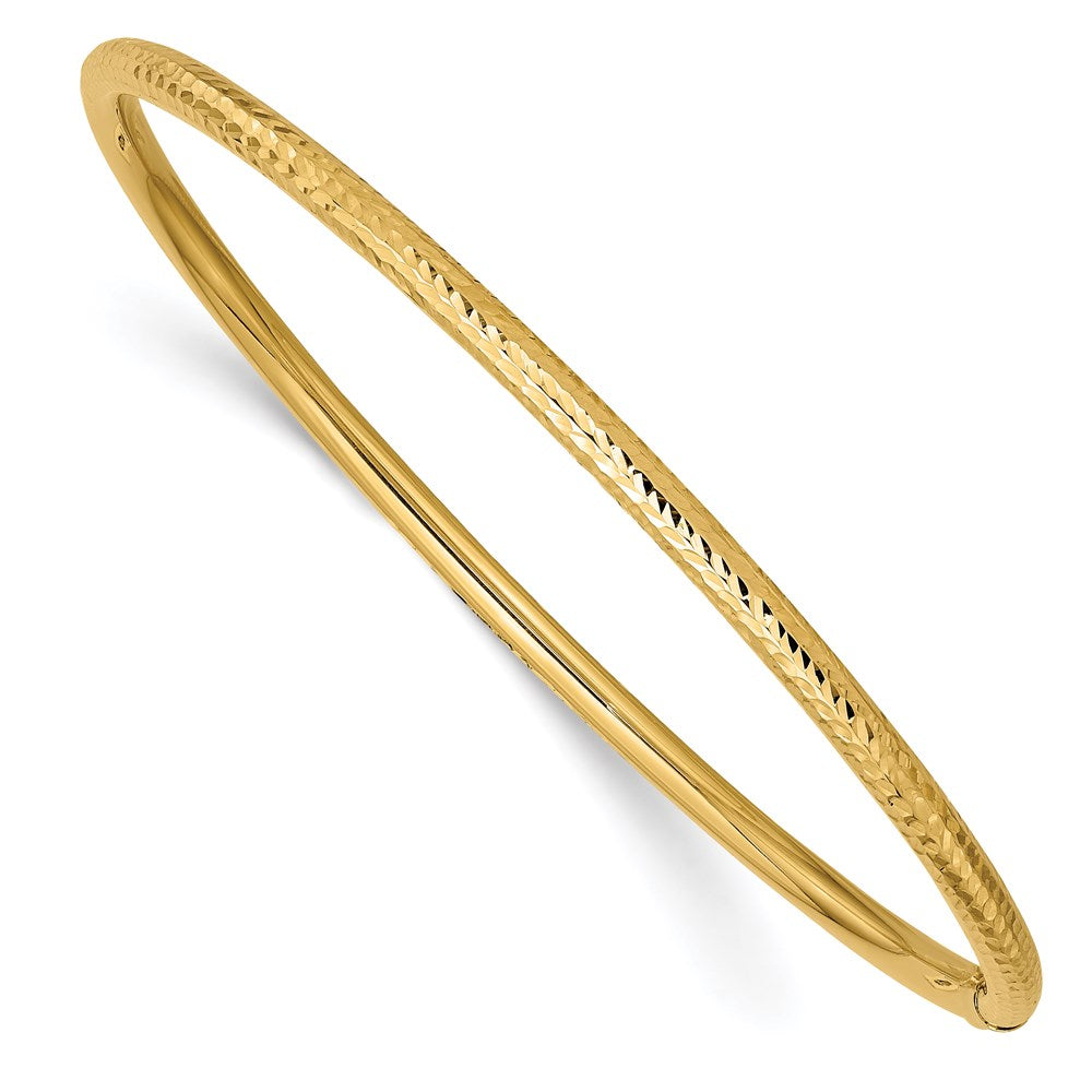 14K Gelbgold 3mm Diamantiert Röhre Schieber-on Armreif