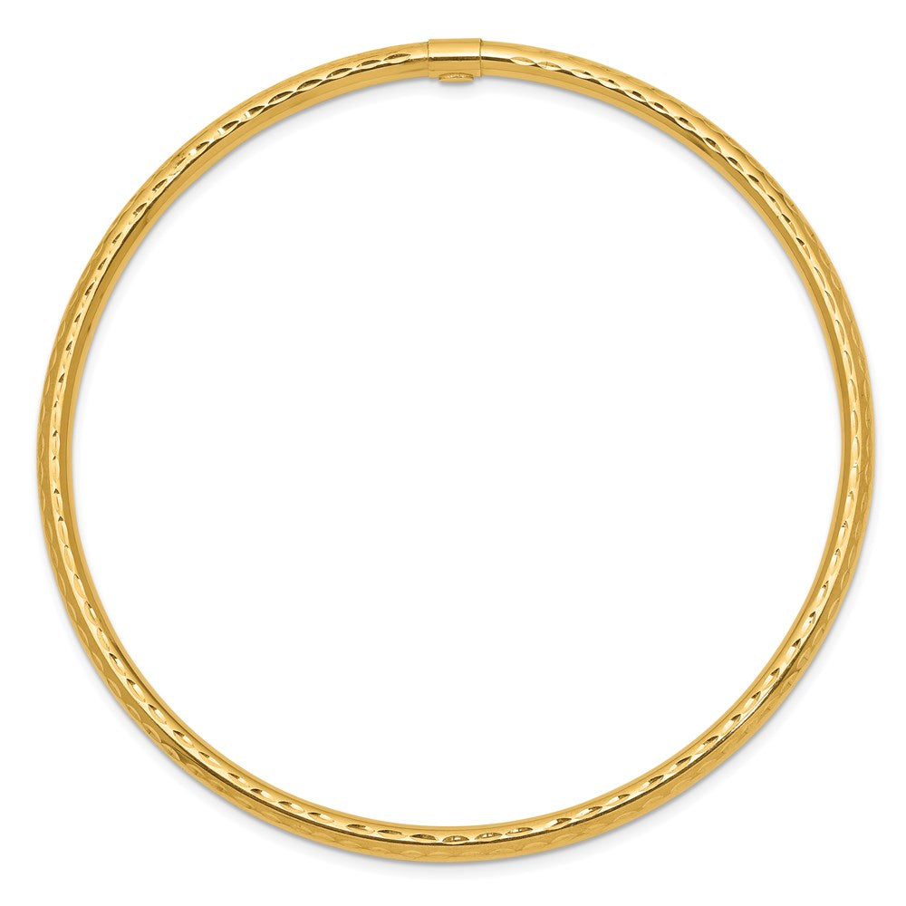 14K Gelbgold 3mm Diamantiert Röhre Schieber-on Armreif