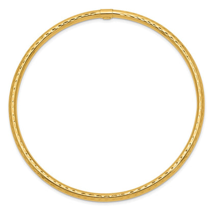 14K Gelbgold 3mm Diamantiert Röhre Schieber-on Armreif