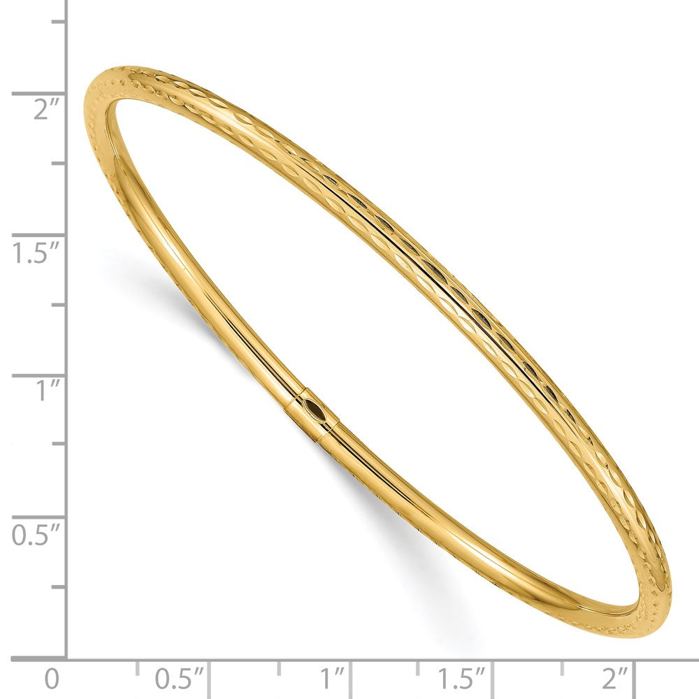 14K Gelbgold 3mm Diamantiert Röhre Schieber-on Armreif