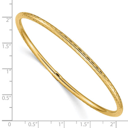 14K Gelbgold 3mm Diamantiert Röhre Schieber-on Armreif