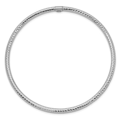14K Weißgold 3mm Diamantiert Schieber-on Armreif