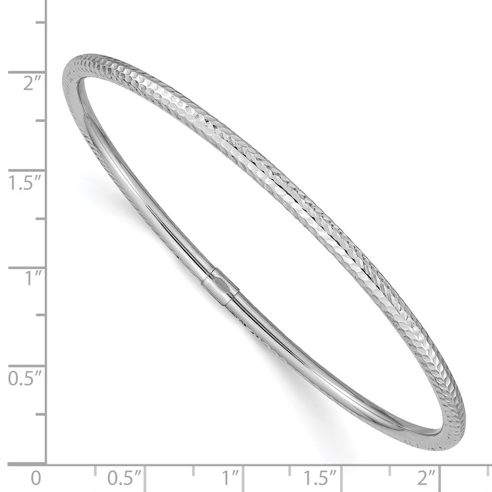 14K Weißgold 3mm Diamantiert Schieber-on Armreif