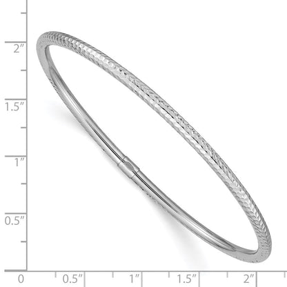 14K Weißgold 3mm Diamantiert Schieber-on Armreif