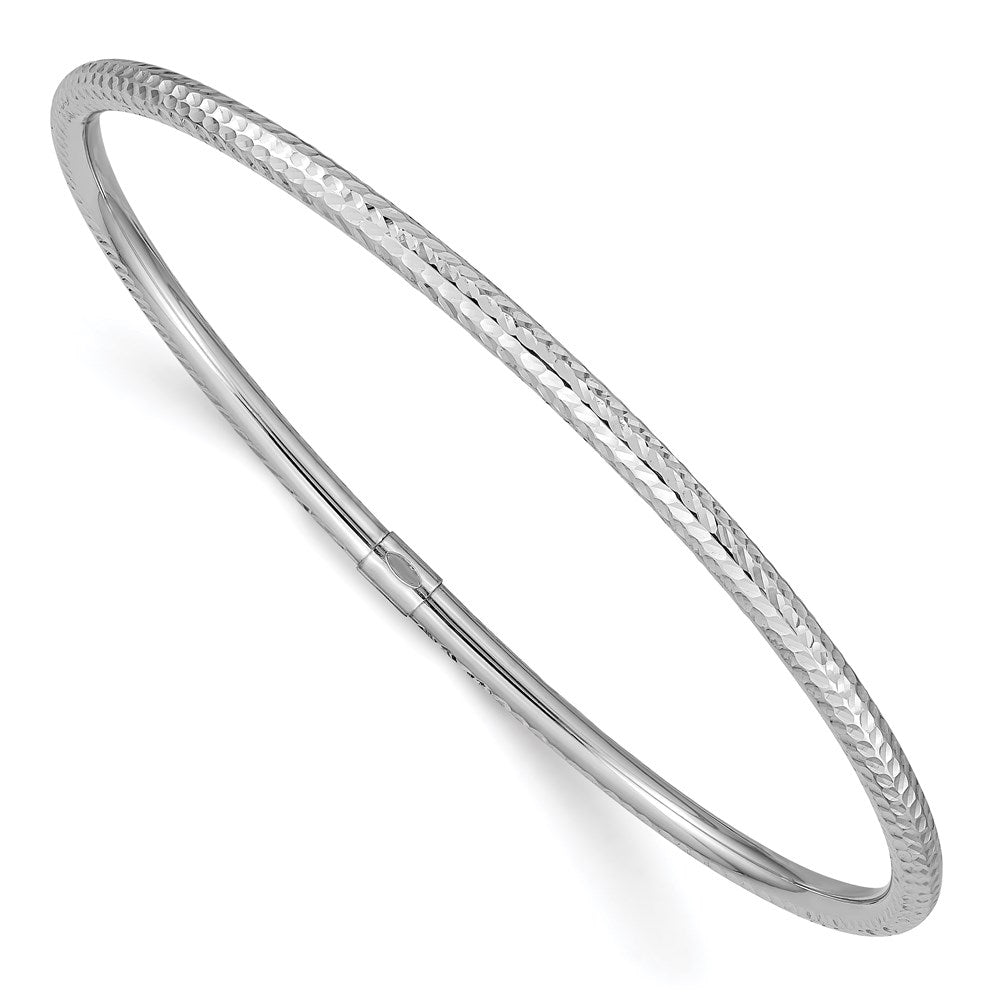 14K Weißgold 3mm Diamantiert Schieber-on Armreif