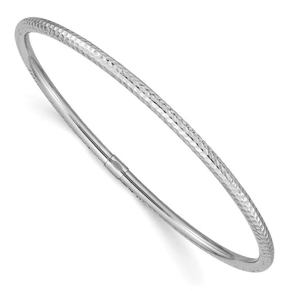 14K Weißgold 3mm Diamantiert Schieber-on Armreif