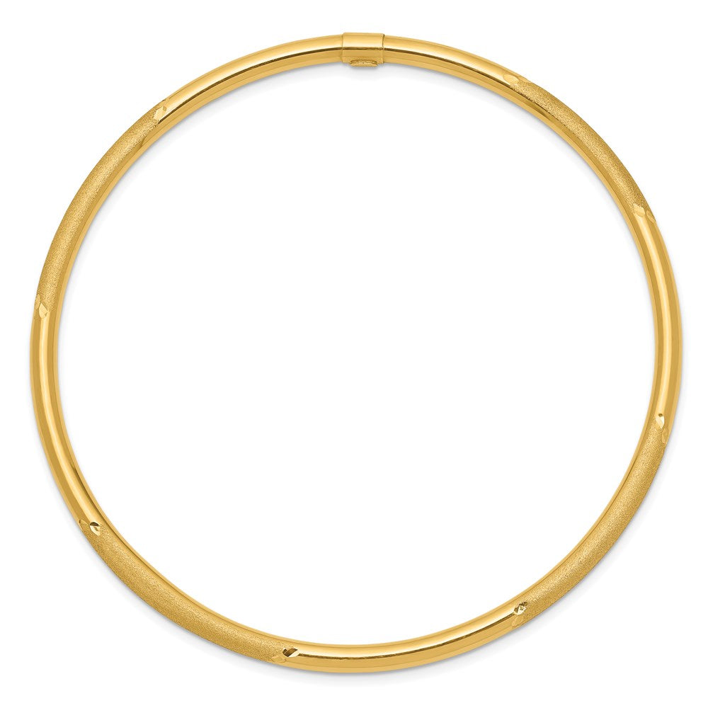 14K Gelbgold 3mm Poliert und Satiniert Finish Schieber-on Armreif