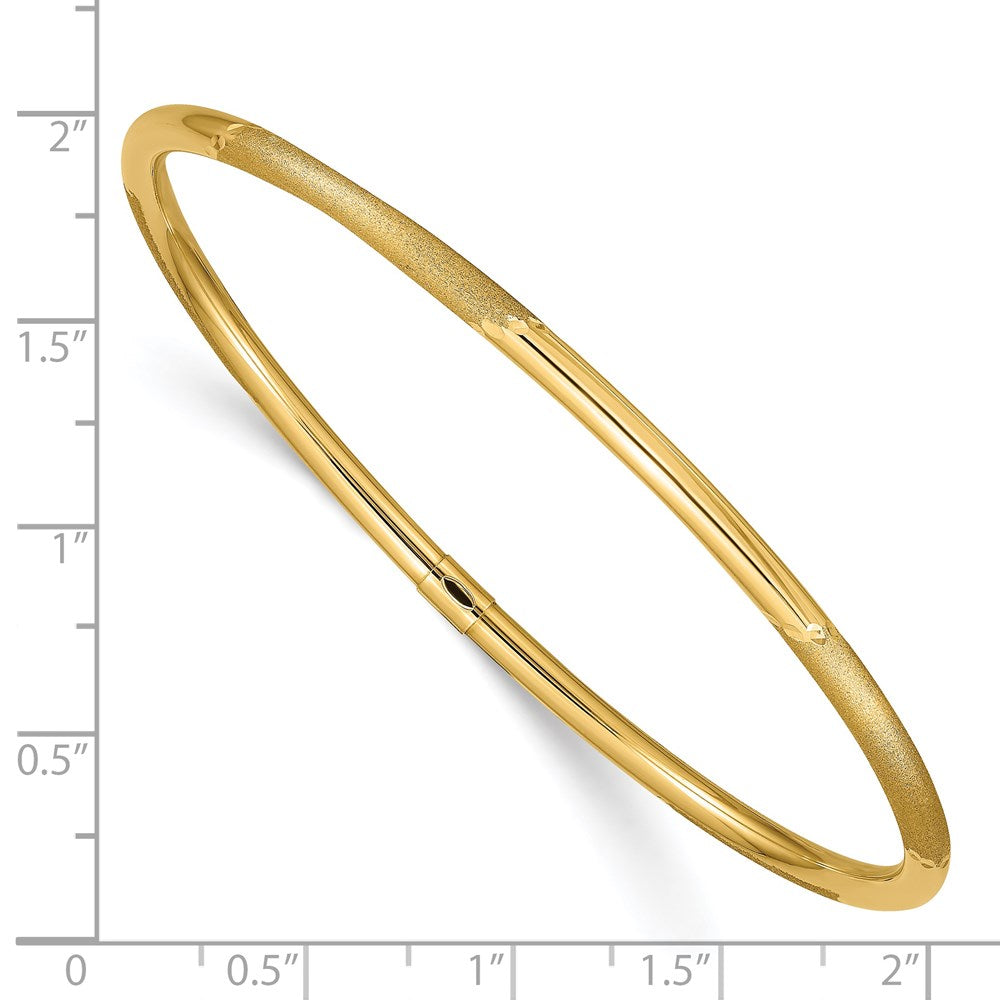 14K Gelbgold 3mm Poliert und Satiniert Finish Schieber-on Armreif