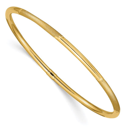 14K Gelbgold 3mm Poliert und Satiniert Finish Schieber-on Armreif