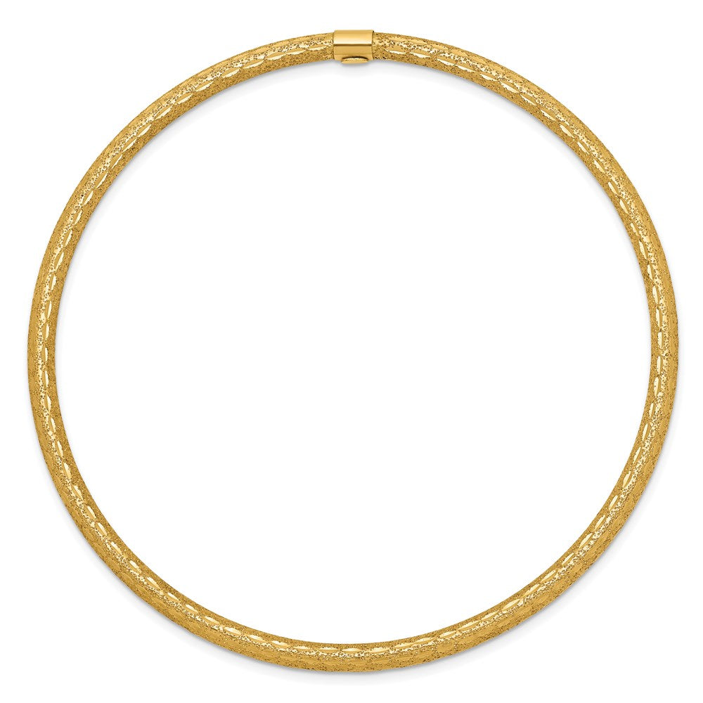 14K Gelbgold 3mm Satiniert Finish Diamon-cut Röhre Schieber-on Armreif
