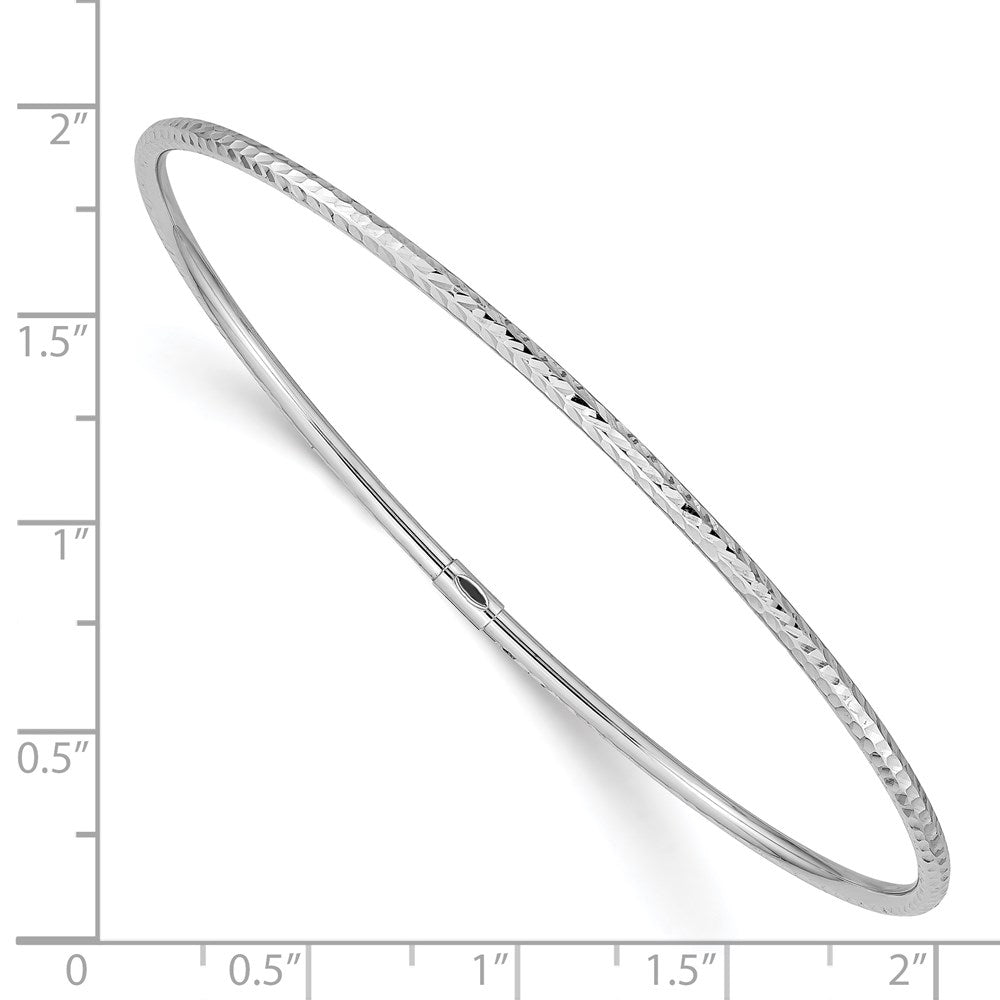 14K Weißgold 2mm Diamantiert Schieber-on Armreif