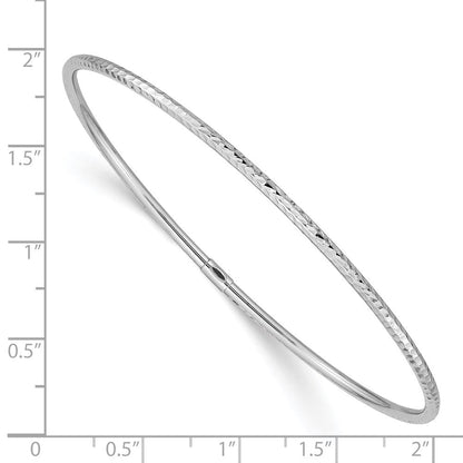 14K Weißgold 2mm Diamantiert Schieber-on Armreif