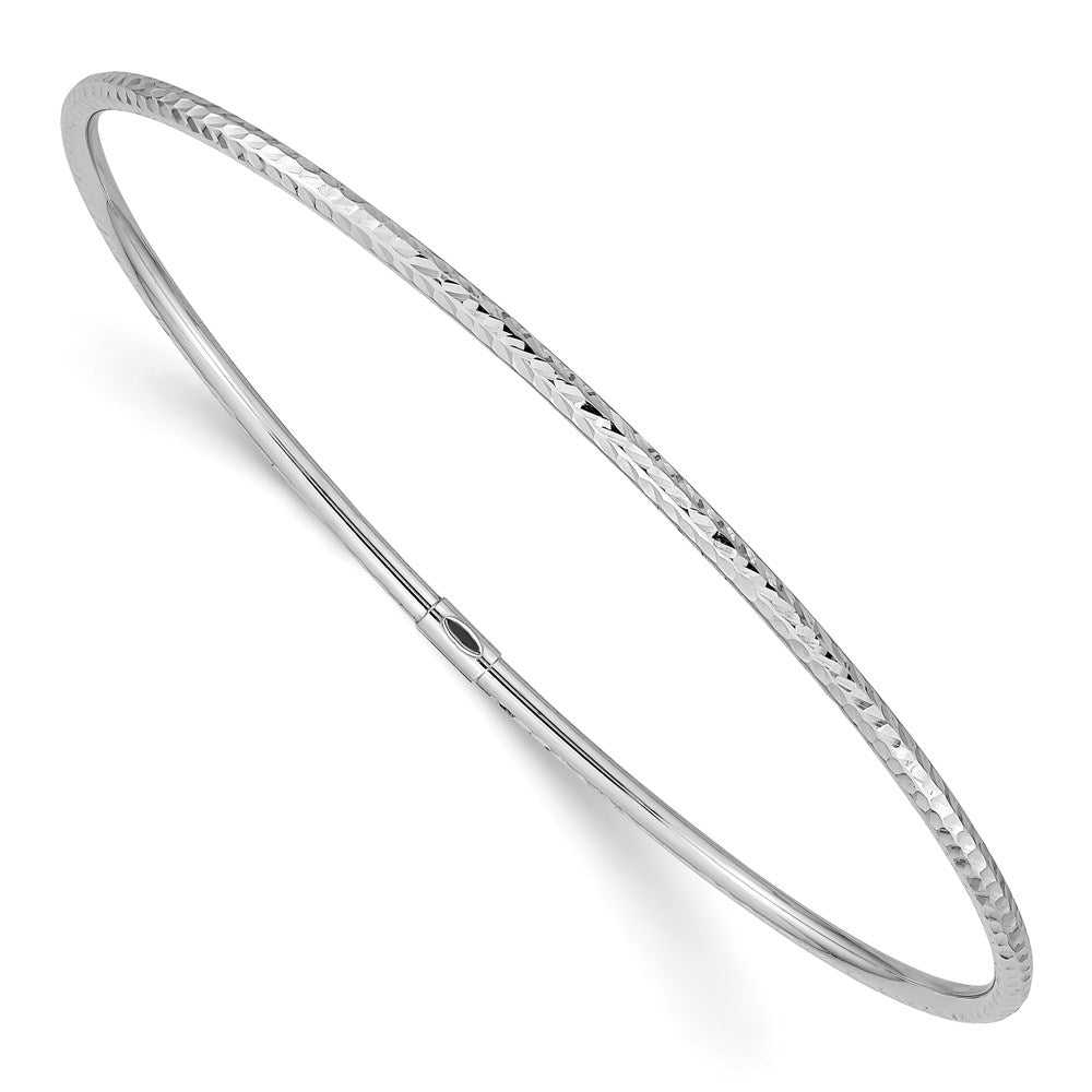 14K Weißgold 2mm Diamantiert Schieber-on Armreif