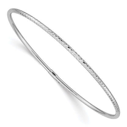 14K Weißgold 2mm Diamantiert Schieber-on Armreif