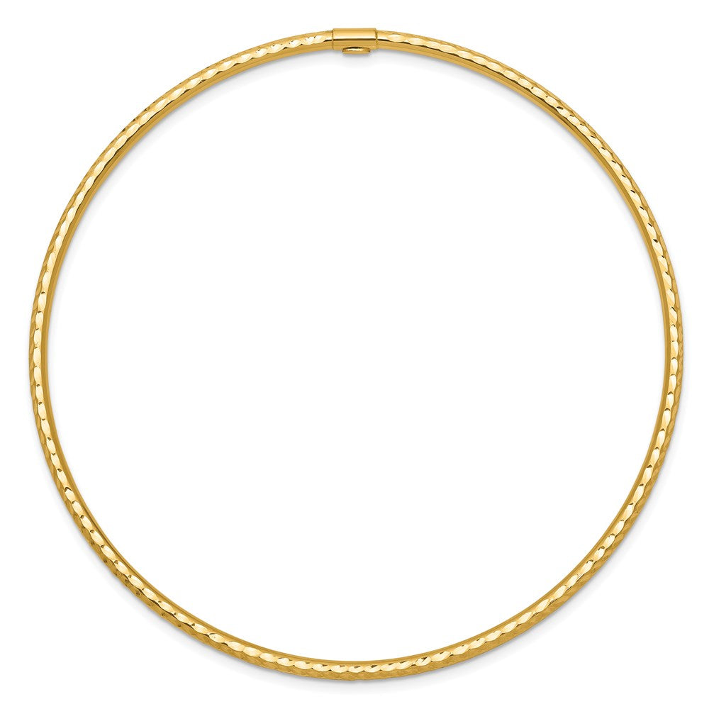 14K Gelbgold 2mm Diamantiert Röhre Schieber-on Armreif