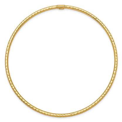 14K Gelbgold 2mm Diamantiert Röhre Schieber-on Armreif