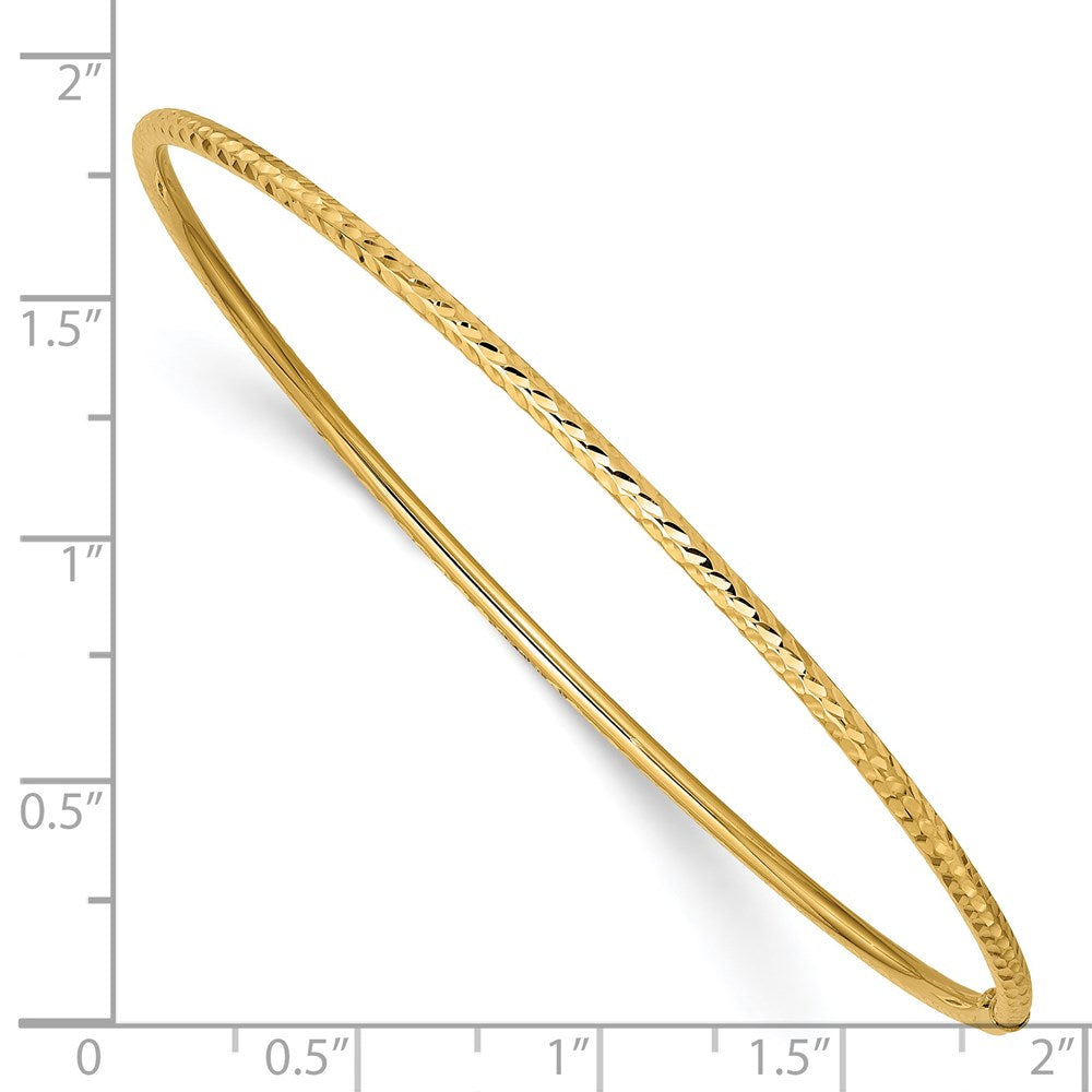 14K Gelbgold 2mm Diamantiert Röhre Schieber-on Armreif