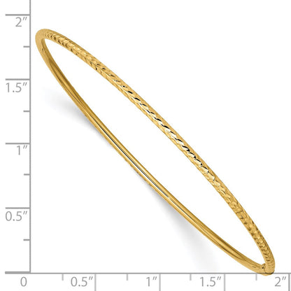 14K Gelbgold 2mm Diamantiert Röhre Schieber-on Armreif