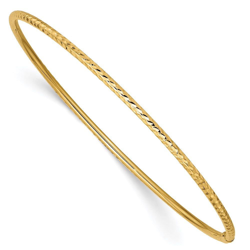 14K Gelbgold 2mm Diamantiert Röhre Schieber-on Armreif
