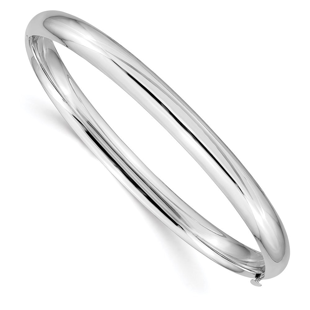 14K Weißgold Hoch Poliert 6.00mm Klappbar Armreif