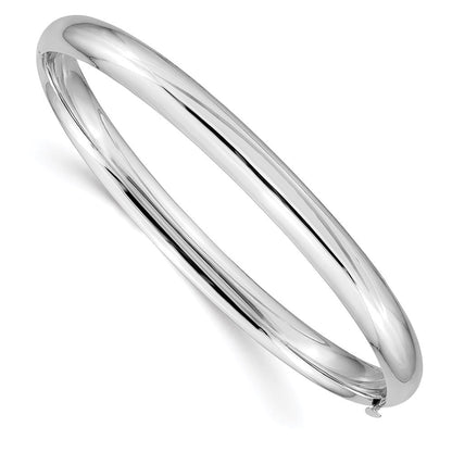 14K Weißgold Hoch Poliert 6.00mm Klappbar Armreif