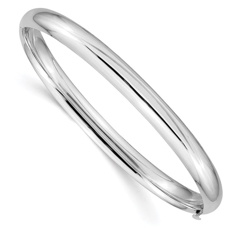 14K Weißgold Hoch Poliert 6.00mm Klappbar Armreif