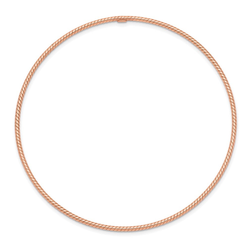 8 Zoll 14K 1.5mm Roségold Strukturiert Schieber-on Armreif Armband