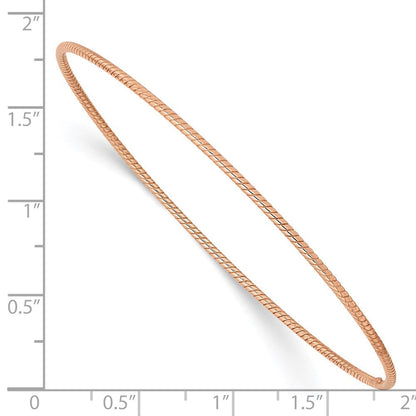 8 Zoll 14K 1.5mm Roségold Strukturiert Schieber-on Armreif Armband
