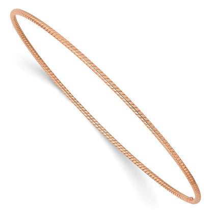 8 Zoll 14K 1.5mm Roségold Strukturiert Schieber-on Armreif Armband