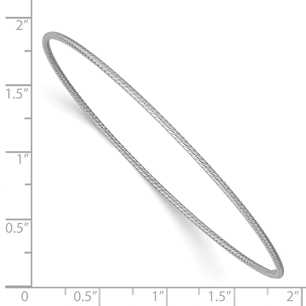 8 Zoll 14K 1.5mm Weißgold Strukturiert Schieber-on Armreif Armband