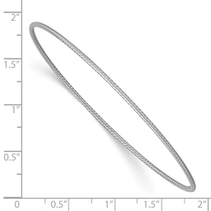 8 Zoll 14K 1.5mm Weißgold Strukturiert Schieber-on Armreif Armband