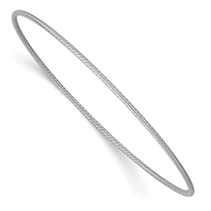 8 Zoll 14K 1.5mm Weißgold Strukturiert Schieber-on Armreif Armband
